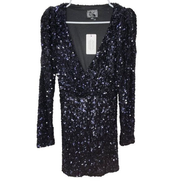 Line & Dot Midnight Mini Dress in Dark Navy Small New Womens Sequin Cocktail - Picture 6 of 13
